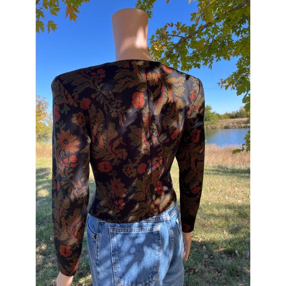 Vintage 80s Tapestry Floral Fitted Blazer - Picture 6 of 8